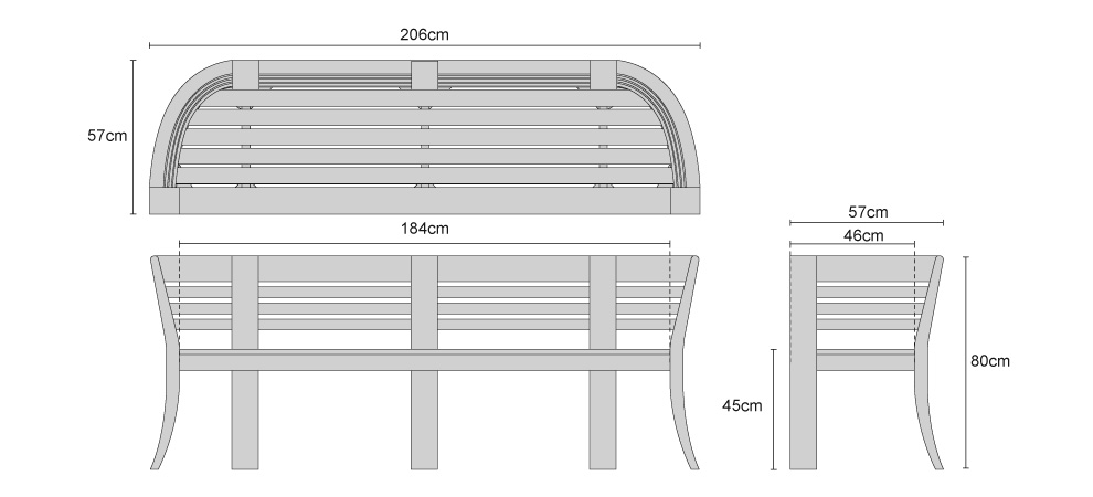 Kensington 4 Seater Outdoor Bench